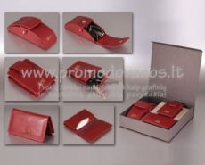 Gift set - leather key holder, business card holder and glasses holder