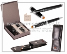 Gift set - leather pen case with fountain pen and roller pen