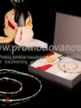 Ladies gift set - silver bracelet and necklace + 100 % silk scarf