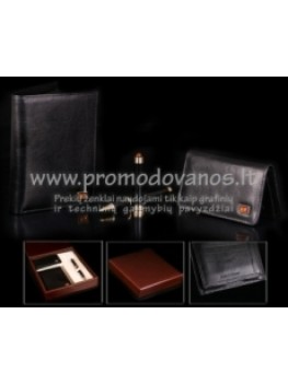 Gift set - leather wallet, business card holder and fountain pen